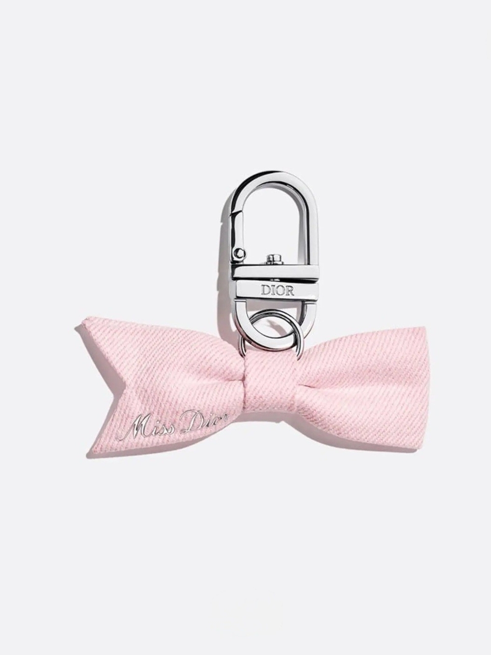 Dior Light Pink Bow Key Holder with Silver Clasp